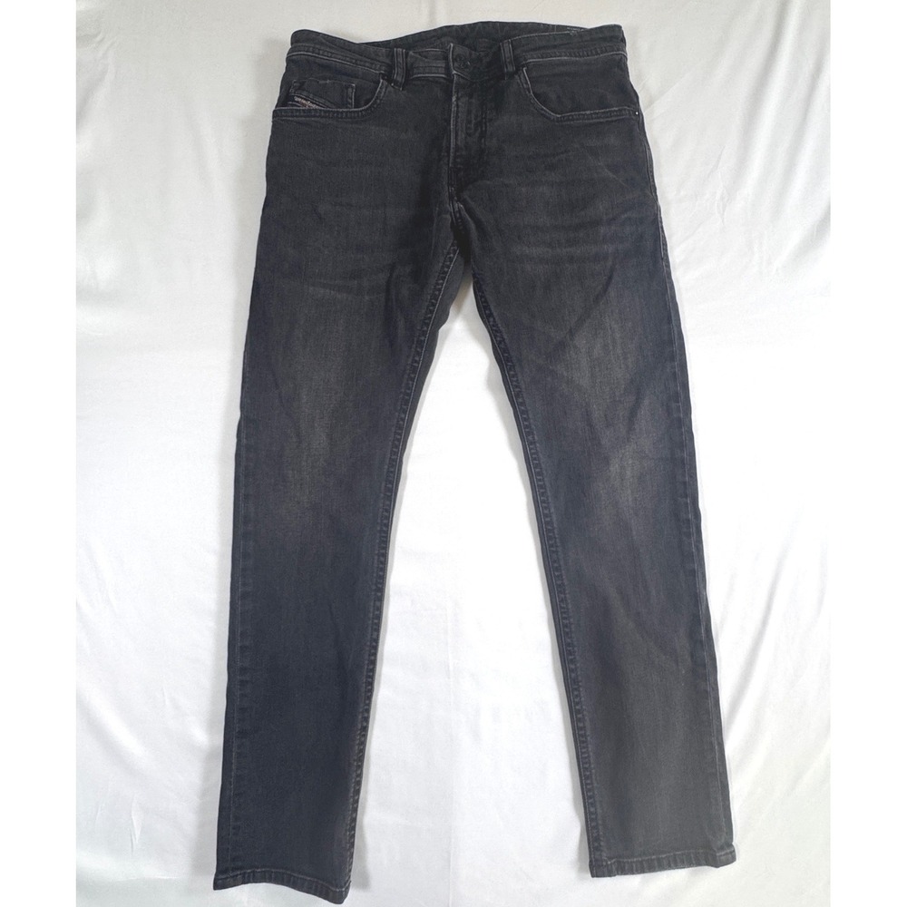 Diesel Thommer Slim Jeans Mens 30x29 Dark Gray Faded Stretch Denim - Picture 3 of 9